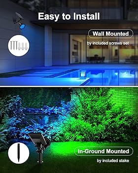 2 Pack Color Changing Solar Spotlights Outdoor for Halloween